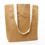 Waschpapier Tragetaschen, braun durchgefärbt, Logodruck Waschpapier Tragetaschen, braun durchgefärbt, Logodruck